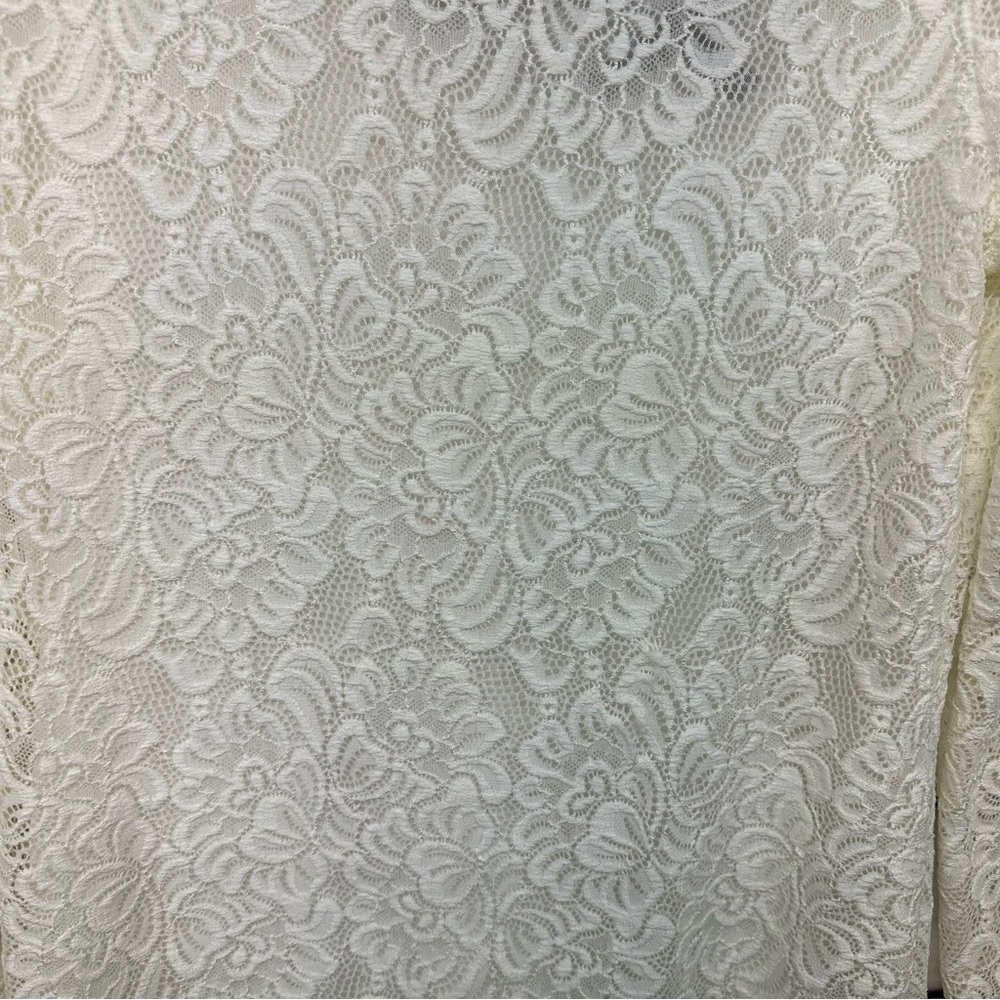 WHITE HOUSE BLACK MARKET Blouse Size L Long Sleeve Lace Lined Round Back… - Picture 7 of 15